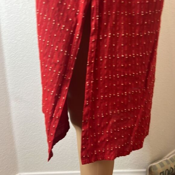 Fabindia Dress Red Gold Silk Blend Size XL - Picture 6 of 10
